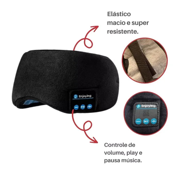 Tapa Olho com Fone de Ouvido Bluetooth